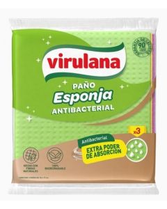 PAÑO ESPONJA ANTIBACTERIAL X3 VIRULANA